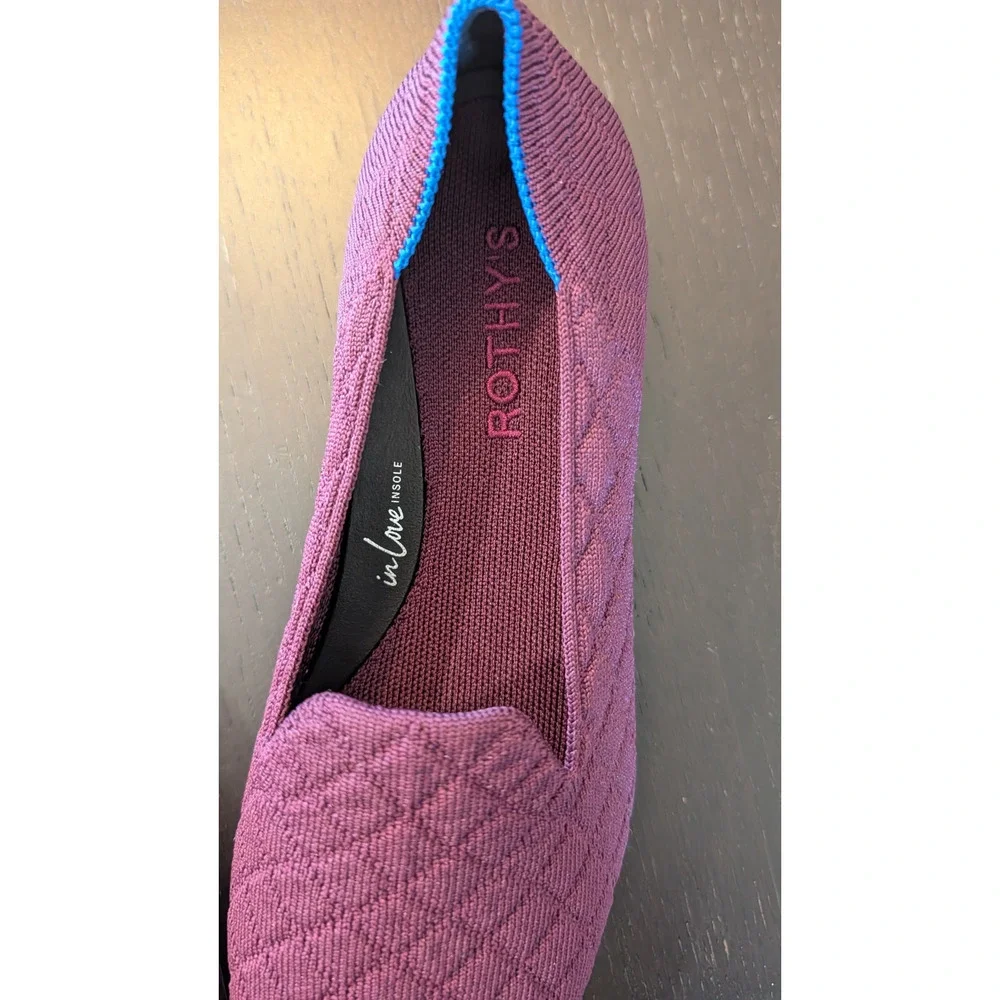 New Rothy's The Almond Loafer  Size 7.5 Quilted Plum Knit Flats